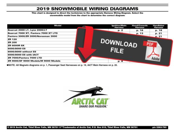 Arctic Cat 2019 Snowmobile Wiring Diagrams Manual