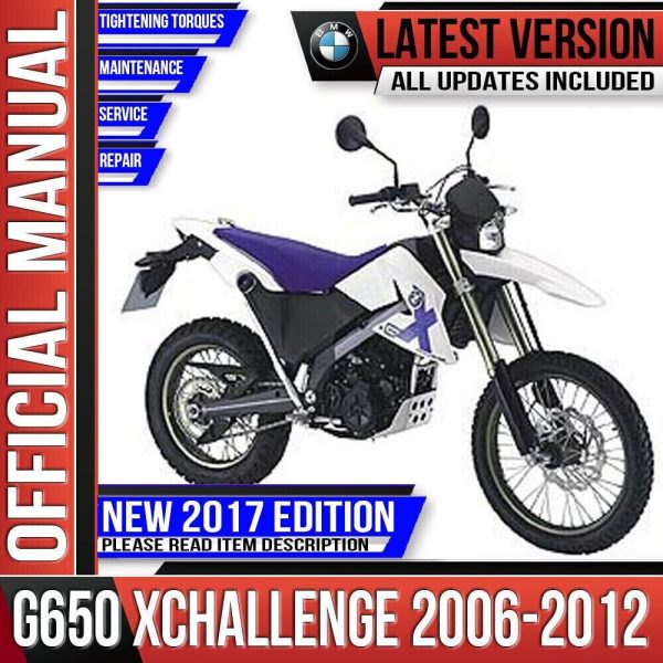 BMW G650 XChallenge Workshop Service Manual 2006 2007 2008 2009 2010 2011 2012 G 650 X Challenge K15 Instant Download