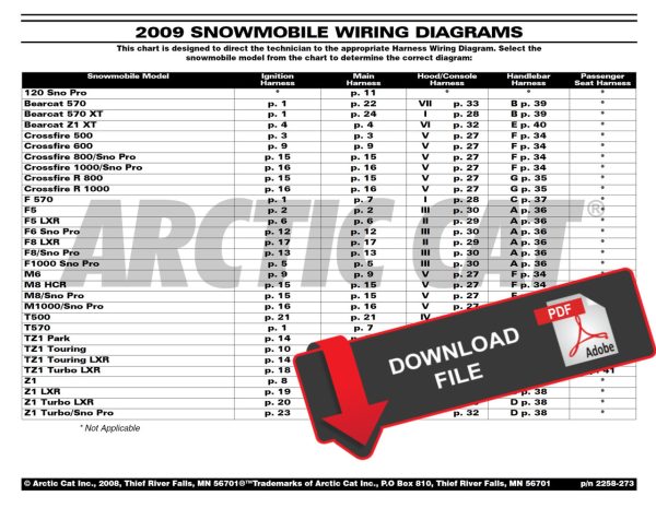 Arctic Cat 2009 Snowmobile Wiring Diagrams Manual