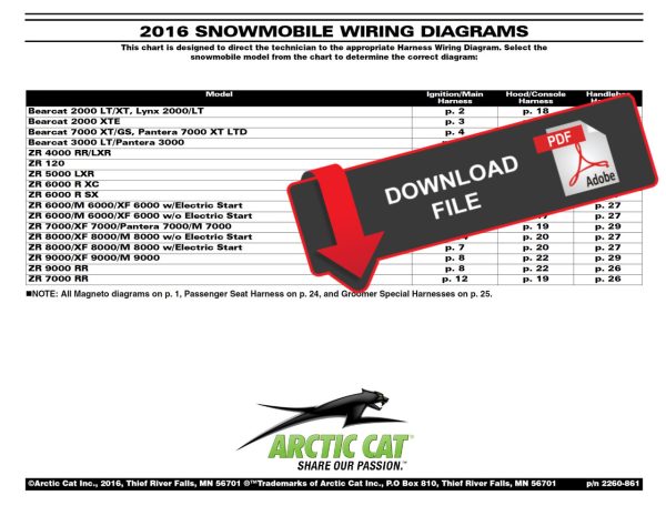 Arctic Cat 2016 Snowmobile Wiring Diagrams Manual