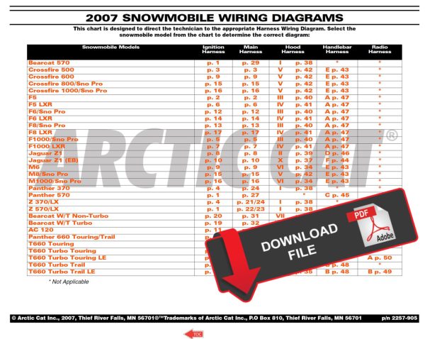 Arctic Cat 2007 Snowmobile Wiring Diagrams Manual