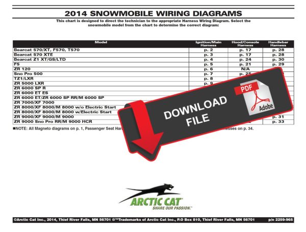 Arctic Cat 2014 Snowmobile Wiring Diagrams Manual