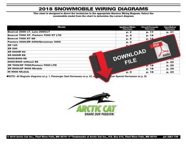 Arctic Cat 2018 Snowmobile Wiring Diagrams Manual