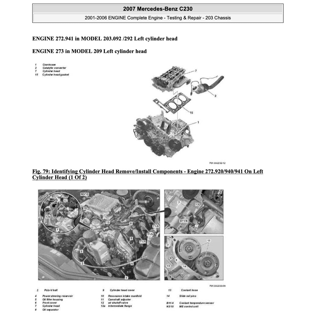 MERCEDES BENZ C-CLASS W203 C230 (2001-2007) SERVICE WORKSHOP MANUAL - Image 3