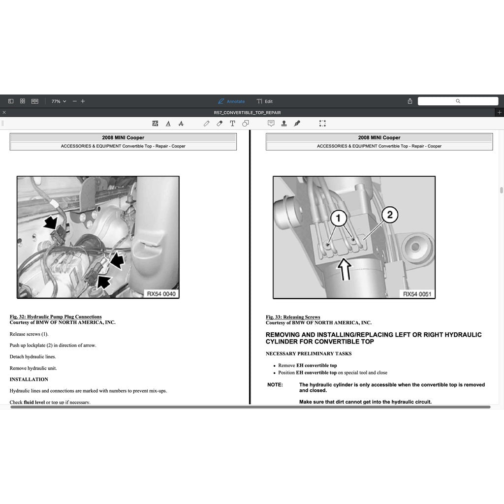 MINI COOPER R57 (2009-2013) CONVERTIBLE TOP SERVICE & REPAIR MANUAL - Image 5