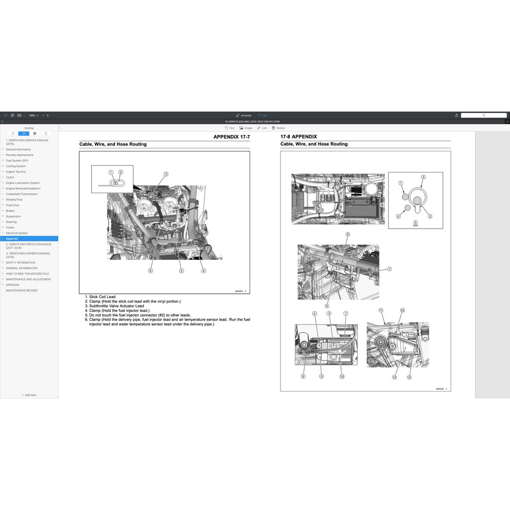 KAWASAKI VERSYS KLE 650 (2015+) SERVICE WORKSHOP MANUAL+ PARTS CATALOGUE + OWNER'S MANUAL - Image 8