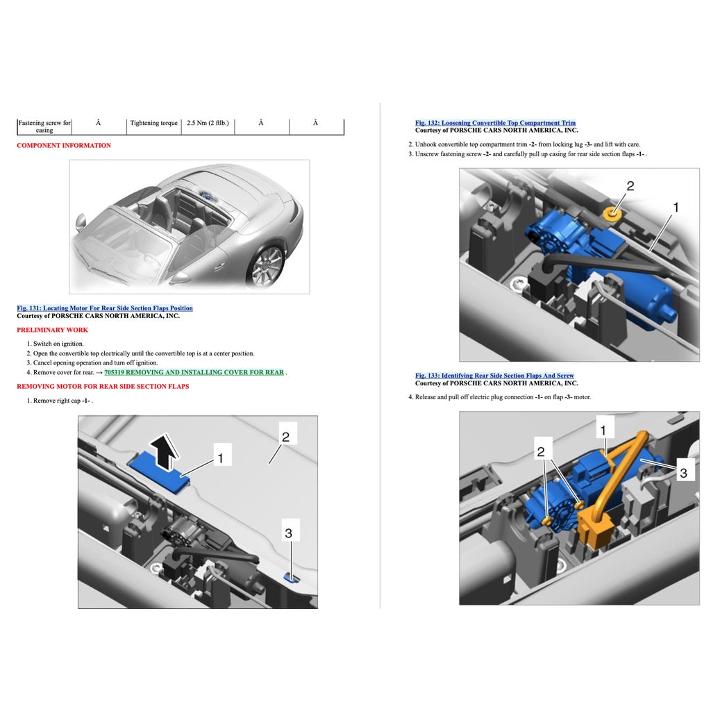 PORSCHE 911 991.1 (2011-2016) CONVERTIBLE TOP SERVICE REPAIR MANUAL - Image 4