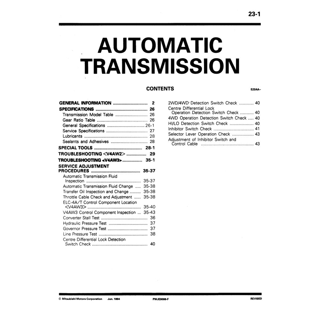 MITSUBISHI PAJERO II V20 (1991-1999) SERVICE WORKSHOP MANUAL - Image 8