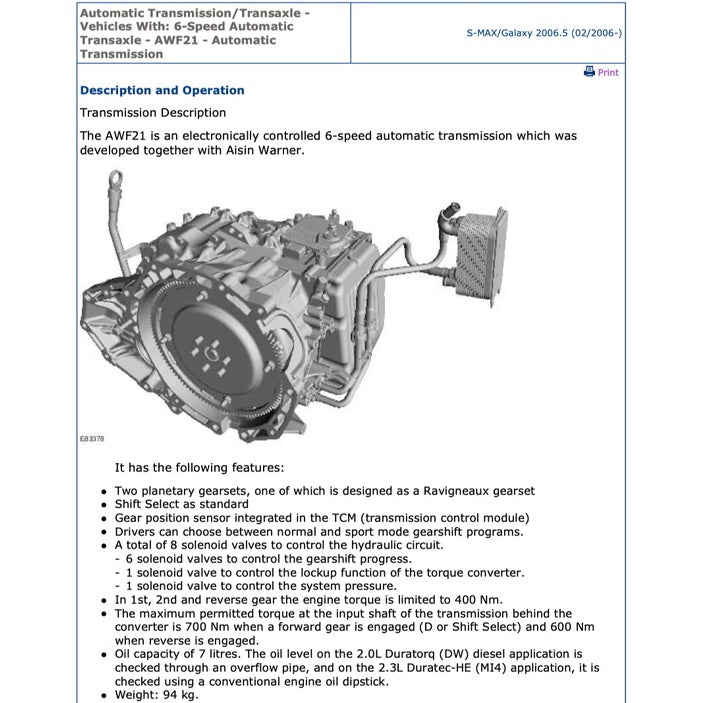 FORD S-MAX GALAXY (2006-2014) SERVICE WORKSHOP MANUAL - Image 5