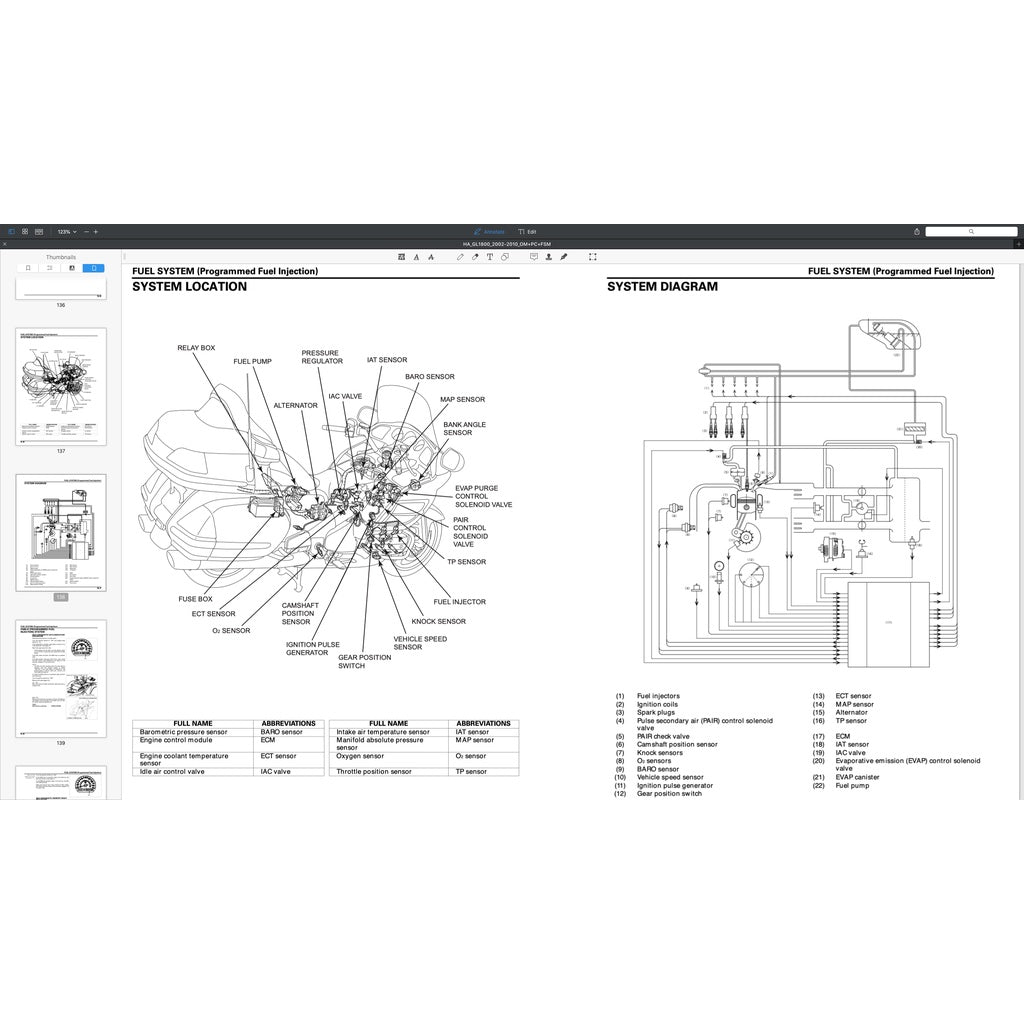 HONDA GOLD WING GL1800 (2002-2010) SERVICE WORKSHOP MANUAL + PARTS CATALOGUE + OWNER'S MANUAL - Image 6