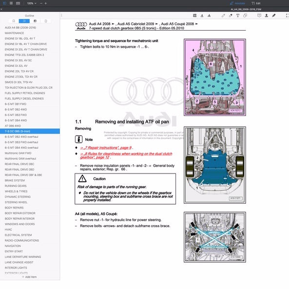 AUDI A4 B8 (2008-2016) SERVICE WORKSHOP MANUAL - Image 6