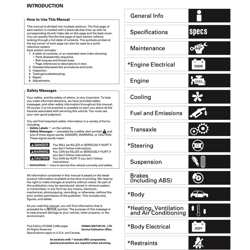 HONDA INTEGRA / ACURA RSX DC5 (2002-2006) SERVICE WORKSHOP MANUAL - Image 3