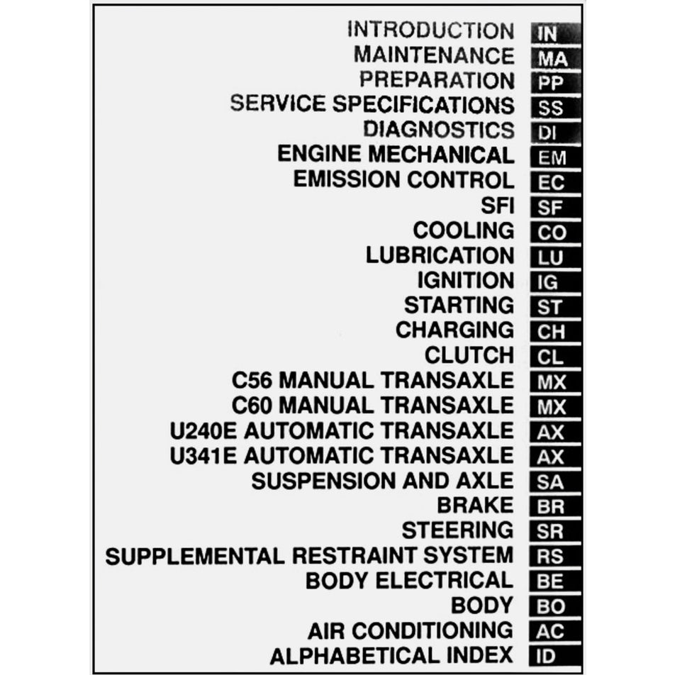TOYOTA CELICA 2000 T230 (1999-2006) SERVICE WORKSHOP MANUAL - Image 3