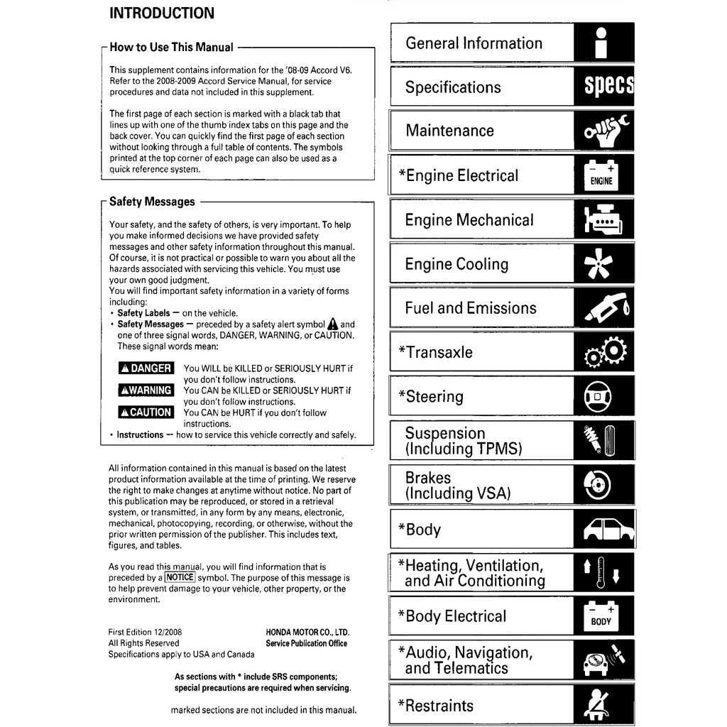 HONDA ACCORD 8 CP (2008-2012) SERVICE WORKSHOP MANUAL - Image 3