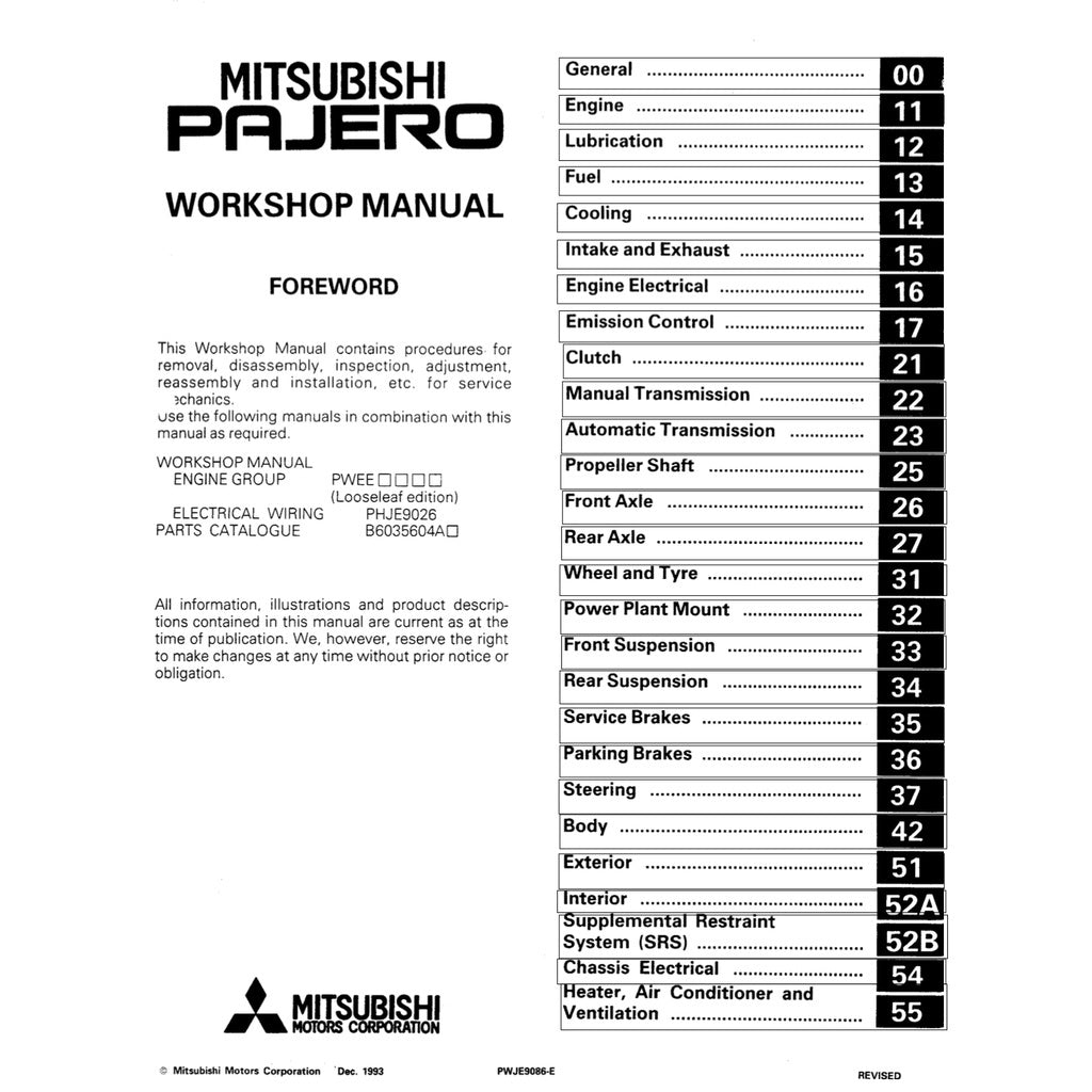 MITSUBISHI PAJERO II V20 (1991-1999) SERVICE WORKSHOP MANUAL - Image 3