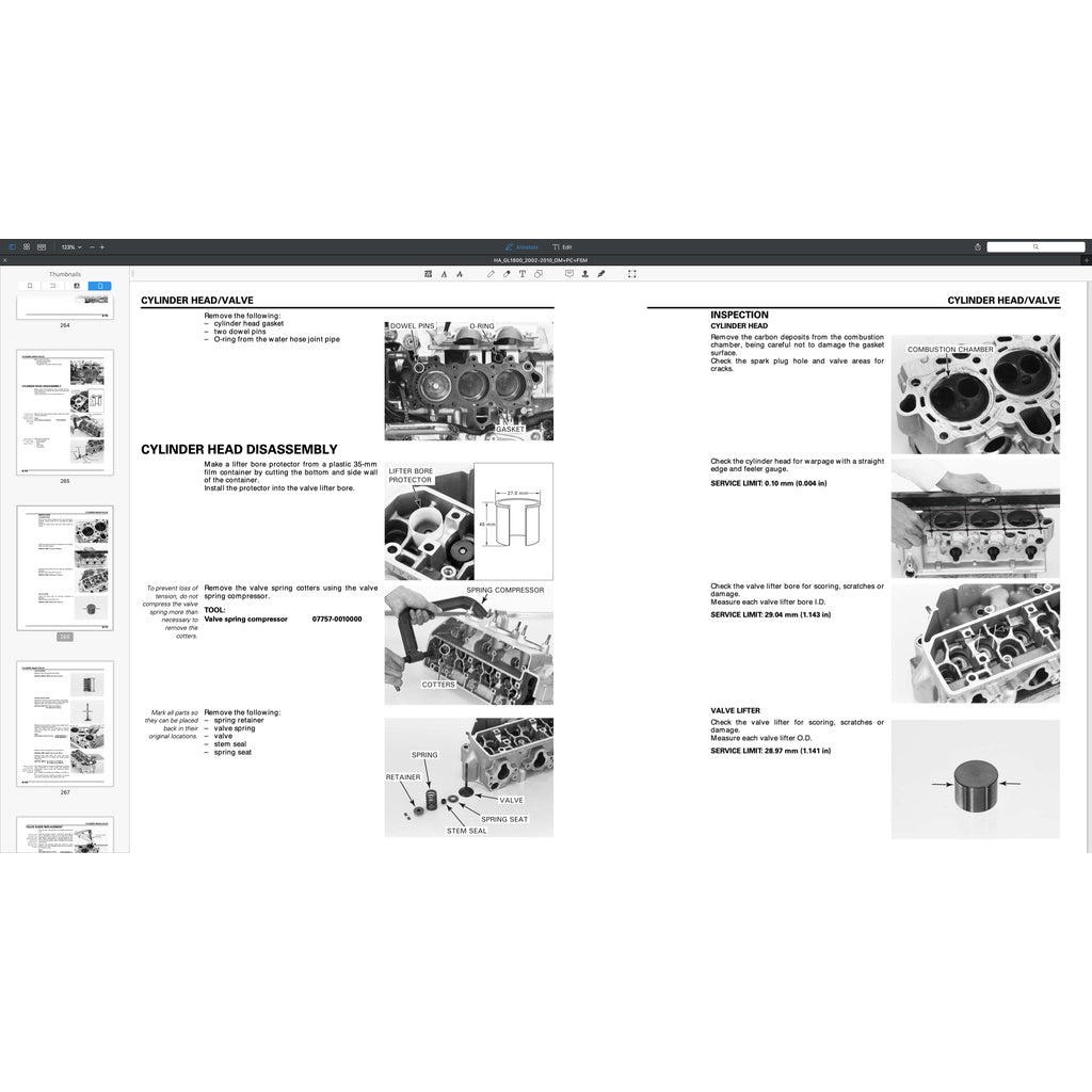 HONDA GOLD WING GL1800 (2002-2010) SERVICE WORKSHOP MANUAL + PARTS CATALOGUE + OWNER'S MANUAL - Image 9