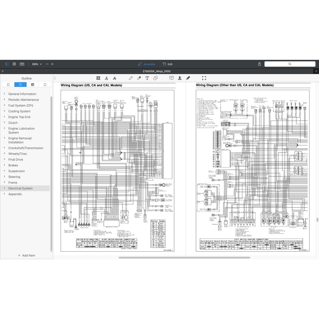 KAWASAKI NINJA Z1000 SX (2017-2019) SERVICE WORKSHOP MANUAL + PARTS CATALOGUE + OWNER'S MANUAL - Image 9