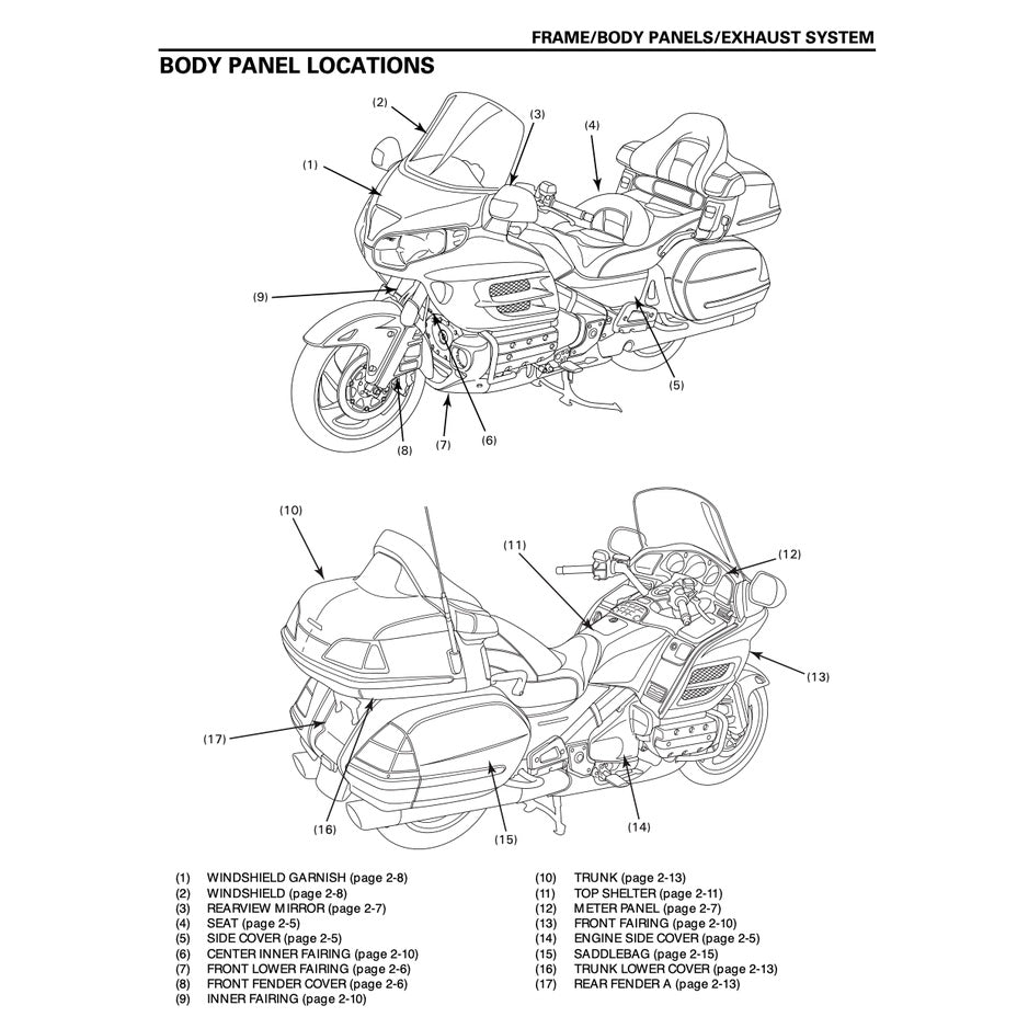 HONDA GOLD WING GL1800 (2002-2010) SERVICE WORKSHOP MANUAL + PARTS CATALOGUE + OWNER'S MANUAL - Image 5