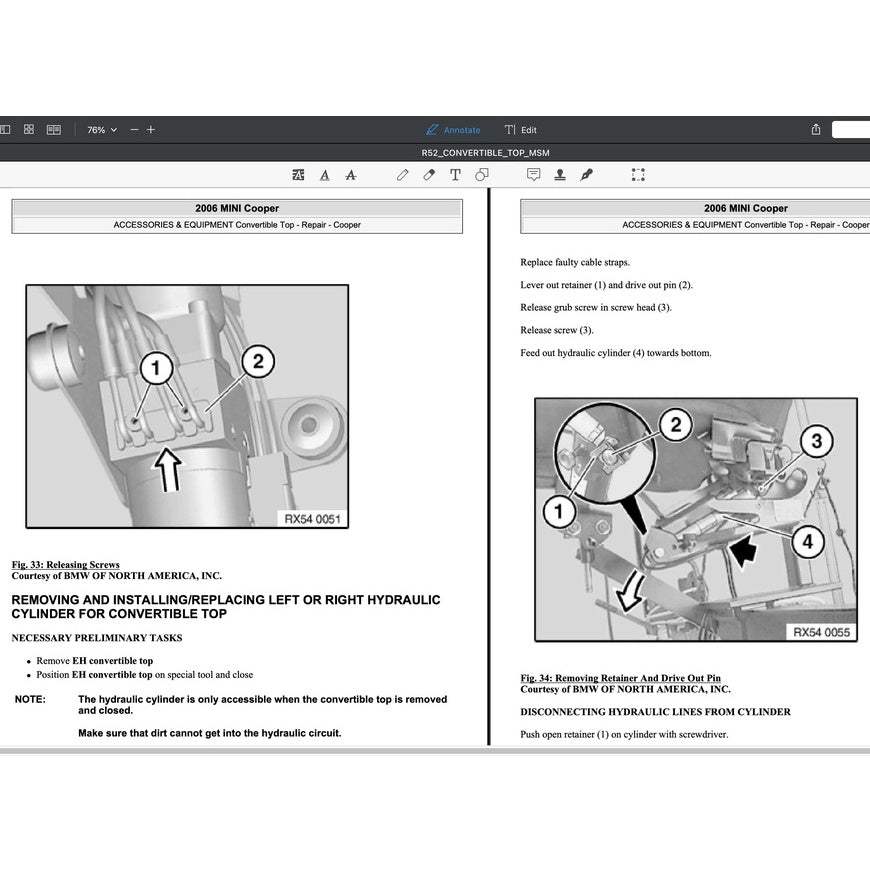 Mini Cooper R52 (2004-2006) CONVERTIBLE TOP SERVICE & REPAIR MANUAL - Image 4