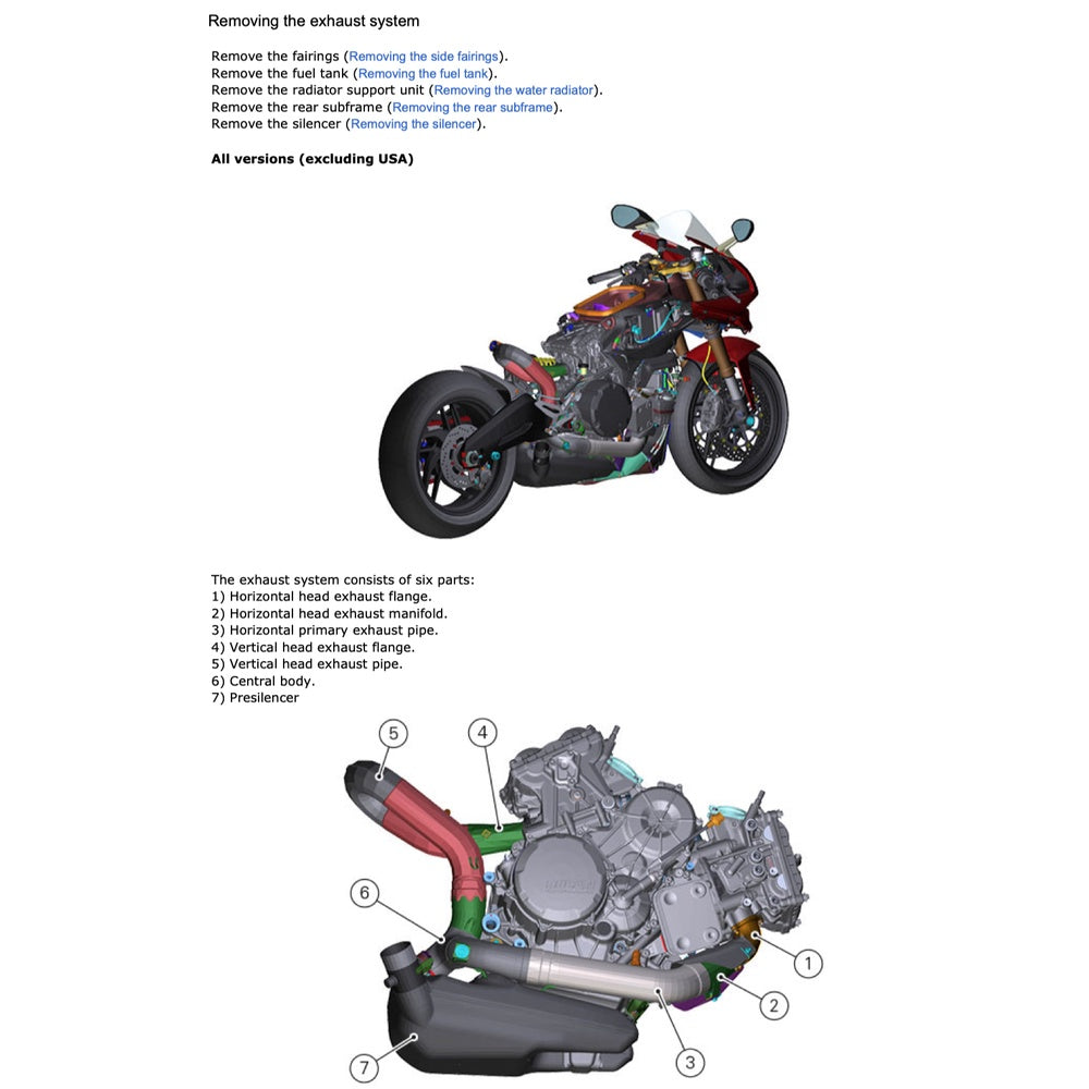 DUCATI PANIGALE 959 E4 (2016-2019) SERVICE WORKSHOP MANUAL + PARTS CATALOGUE + OWNER's MANUAL - Image 4