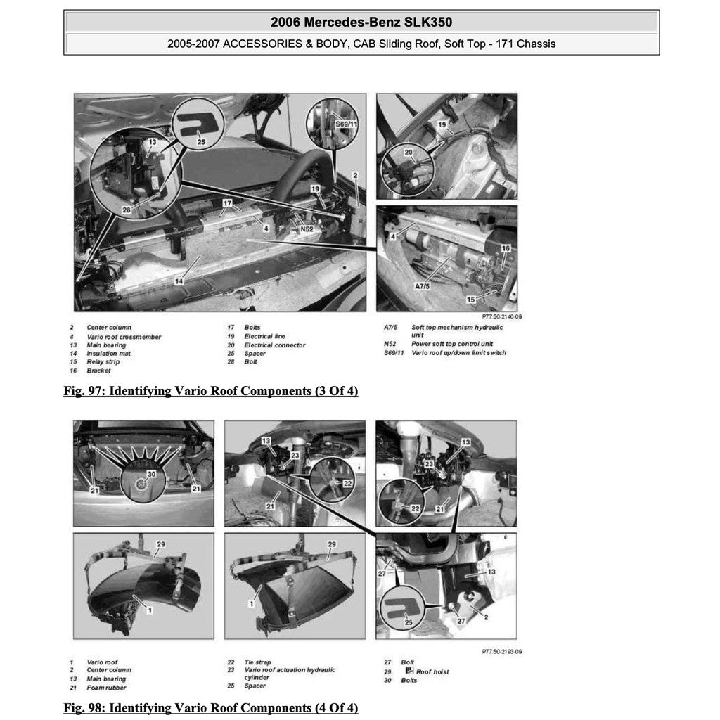 MERCEDES-BENZ SLK R171 (2004-2011) VARIO ROOF SERVICE REPAIR MANUAL - Image 6