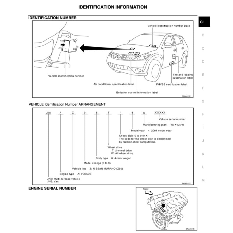 NISSAN MURANO Z50 (2003-2007) SERVICE WORKSHOP MANUAL - Image 4