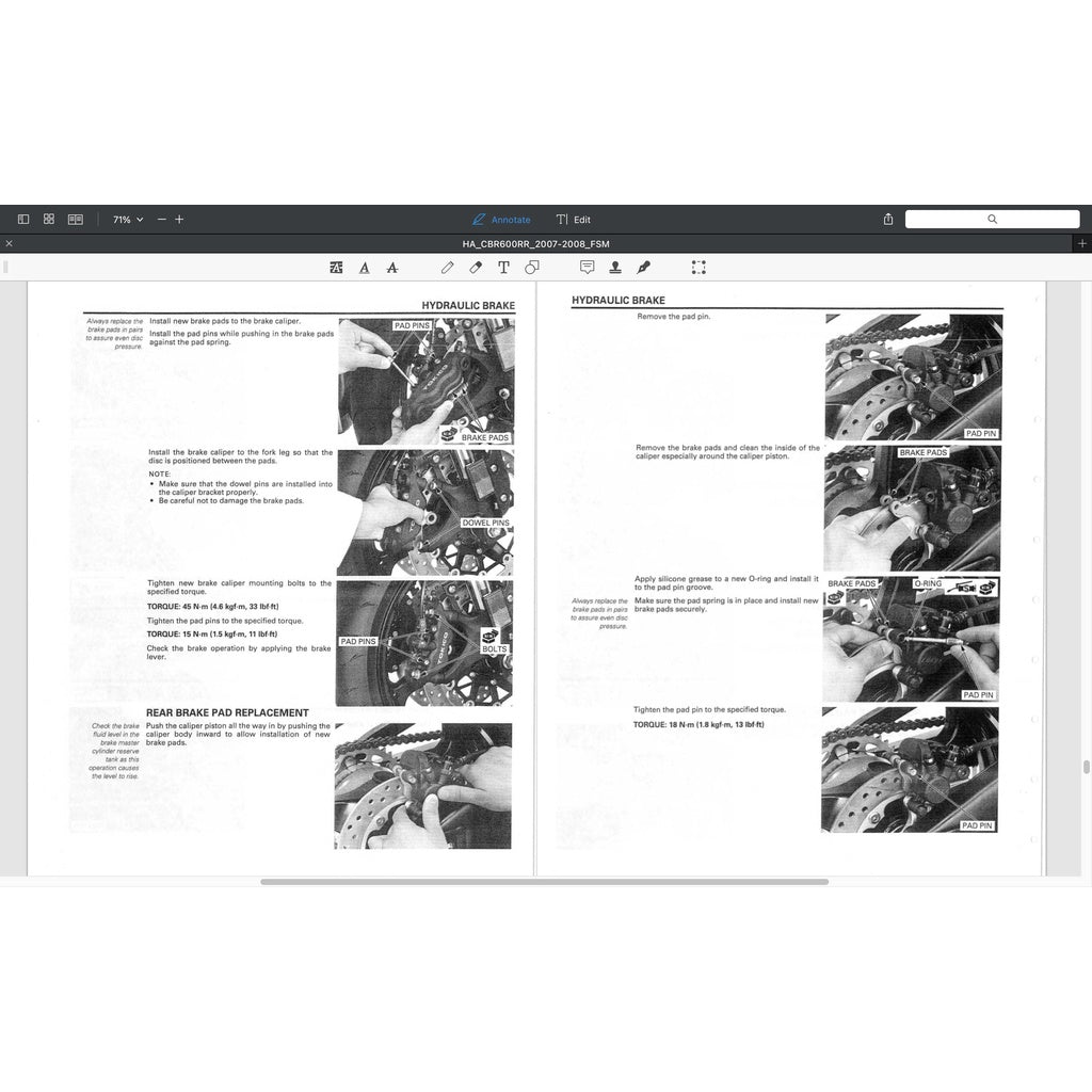 HONDA CBR600RR (2007-2008) SERVICE WORKSHOP MANUAL + PARTS CATALOGUE + OWNER'S MANUAL - CBR 600 RR - Image 6