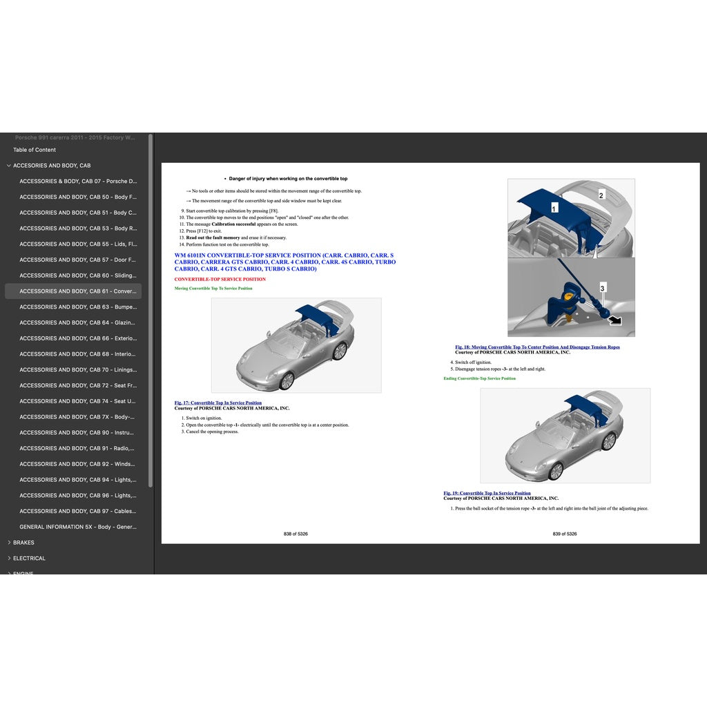 PORSCHE 911 991.1 (2011-2016) SERVICE WORKSHOP MANUAL + PARTS CATALOGUE - Image 3