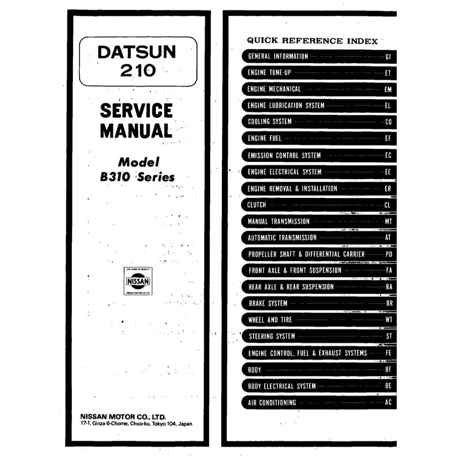 DATSUN 120/130/140/150Y B310 (1977-1981) SERVICE WORKSHOP MANUAL - Image 3