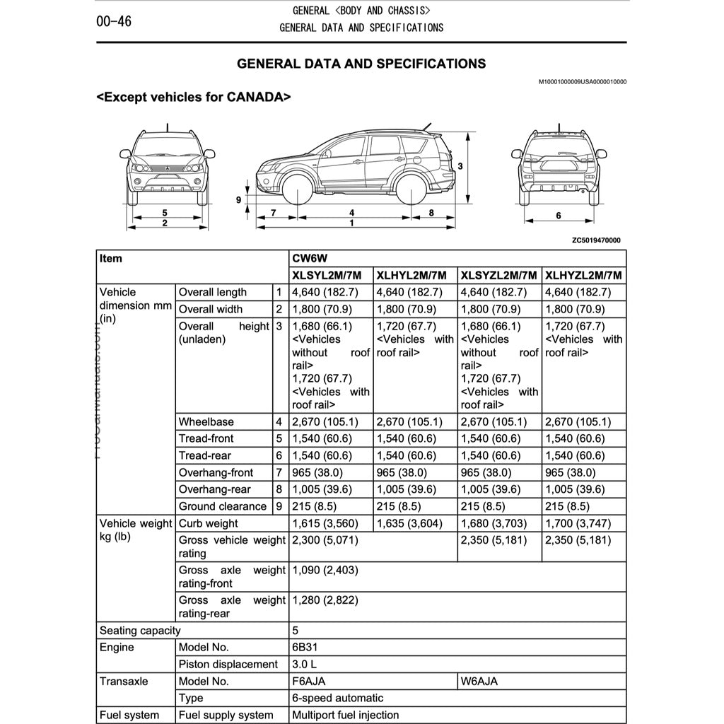 MITSUBISHI OUTLANDER II CW (2006-2012) SERVICE WORKSHOP MANUAL - Image 3