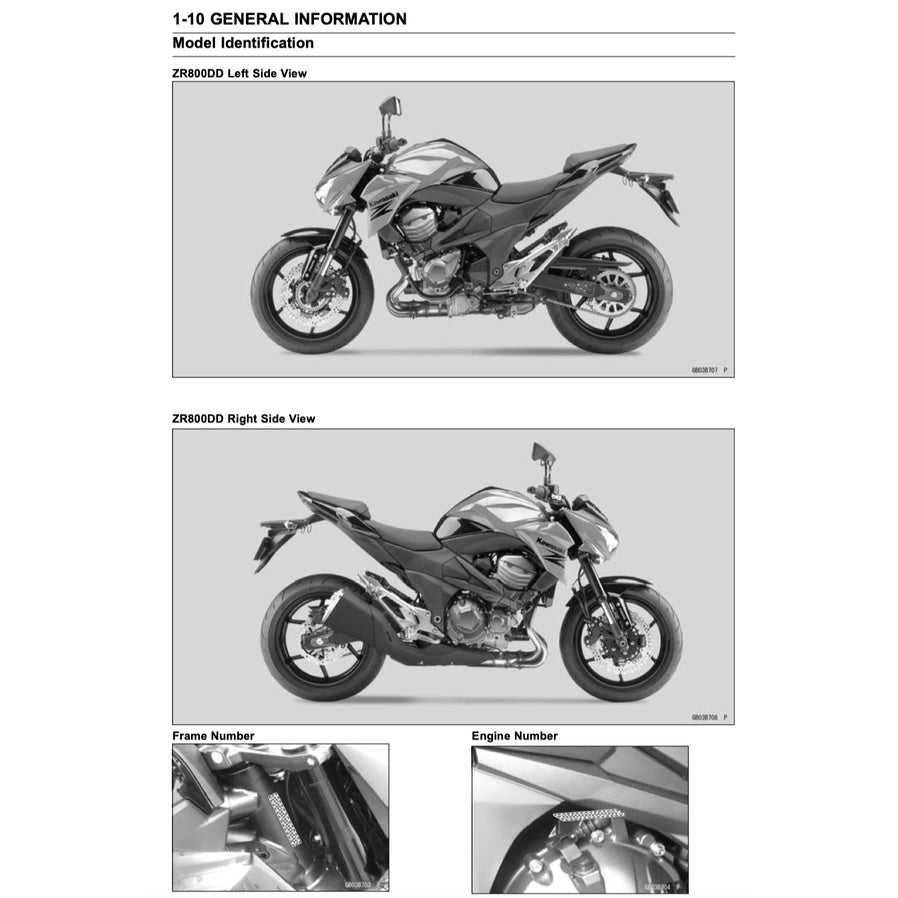 KAWASAKI Z800 (2012-2016) SERVICE WORKSHOP MANUAL + PARTS CATALOGUE + OWNER'S MANUAL - Image 4