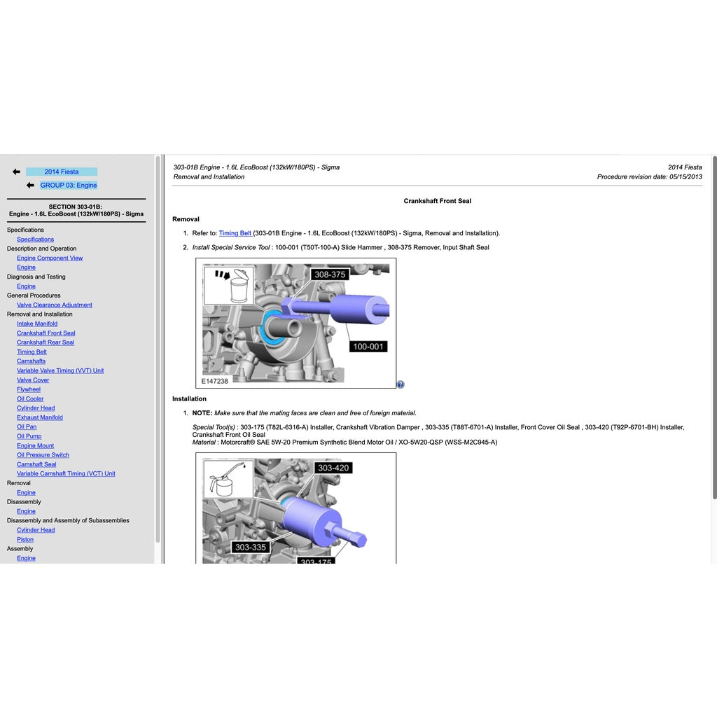 FORD FIESTA MK6 (2008-2016) SERVICE WORKSHOP MANUAL - 1.0L ECOBOOST / 1.6 ECOBOOST / 1.6L DURATEC TI-VCT - Image 4