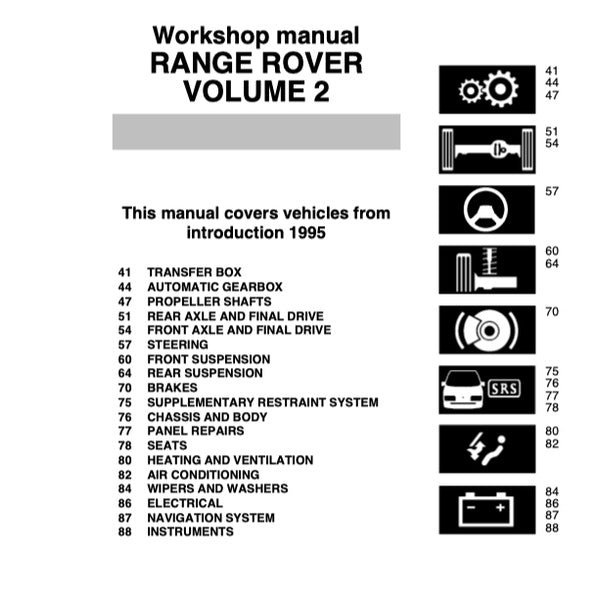 RANGE ROVER LP P38/A (1994-2002) SERVICE WORKSHOP MANUAL + ELECTRICAL TROUBLESHOOTING MANUAL - Image 4