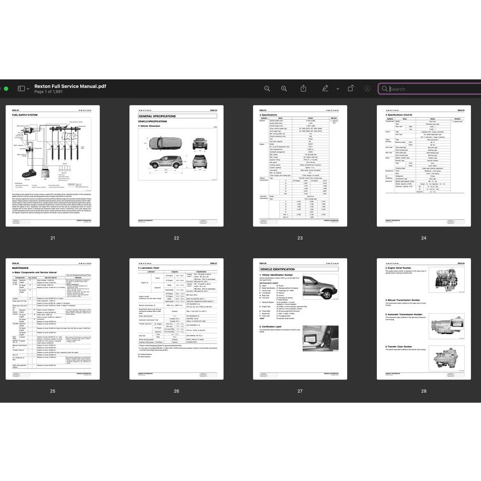SSANGYONG REXTON Y200/250/270 (2001-2012) SERVICE WORKSHOP MANUAL - Image 6