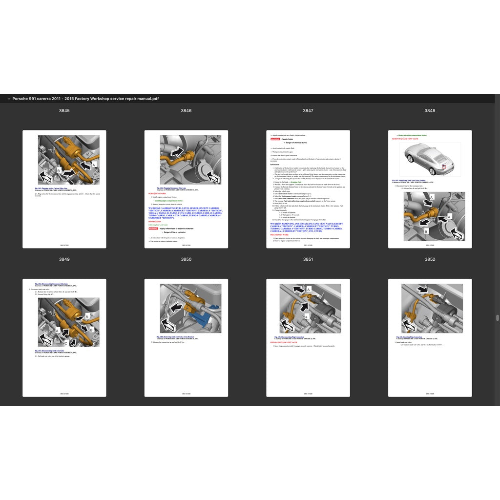 PORSCHE 911 991.1 (2011-2016) SERVICE WORKSHOP MANUAL + PARTS CATALOGUE - Image 10