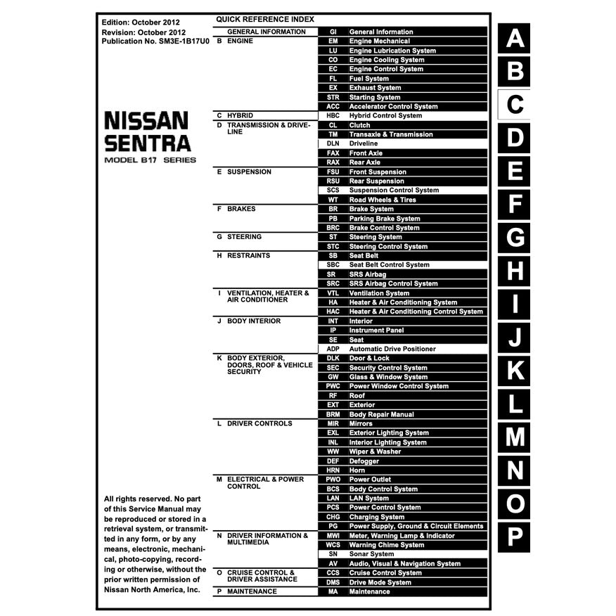 NISSAN SENTRA / SYLPHY B17 (2012-2016) SERVICE WORKSHOP MANUAL - Image 3