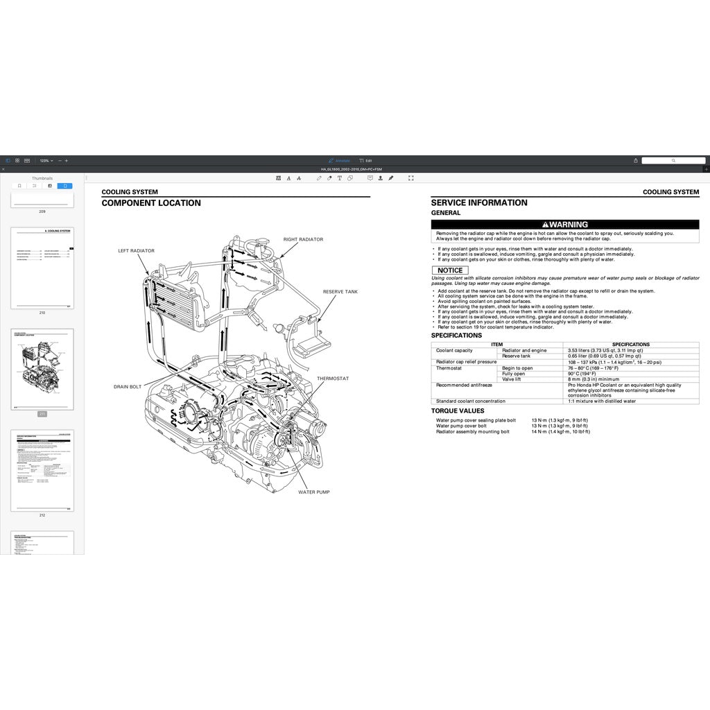HONDA GOLD WING GL1800 (2002-2010) SERVICE WORKSHOP MANUAL + PARTS CATALOGUE + OWNER'S MANUAL - Image 8