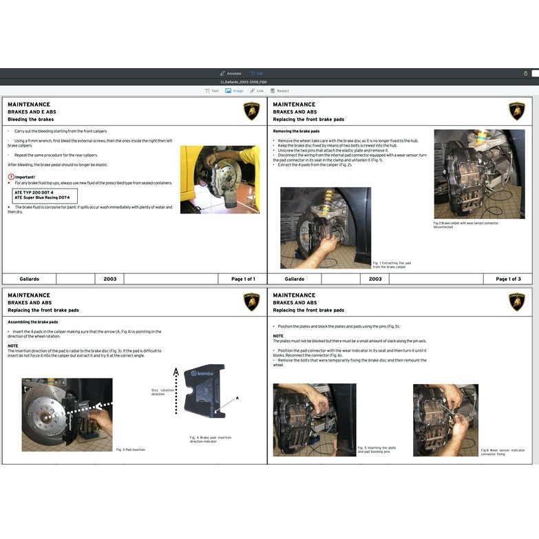 LAMBORGHINI GALLARDO COUPE LDAS32 (2003-2008) FACTORY SERVICE WORKSHOP MANUAL - Image 4