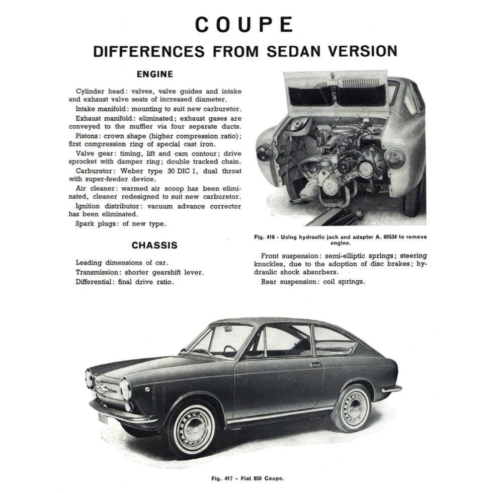 FIAT 850 100 B/C/G (1964-1973) SERVICE WORKSHOP MANUAL + OWNER'S MANUAL - Image 9