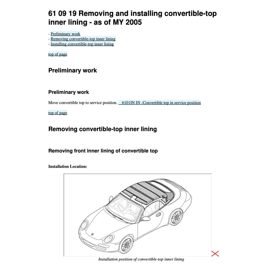 PORSCHE 911 997 (2004-2013) CONVERTIBLE TOP/ TARGA TOP SERVICE REPAIR MANUAL - Image 6