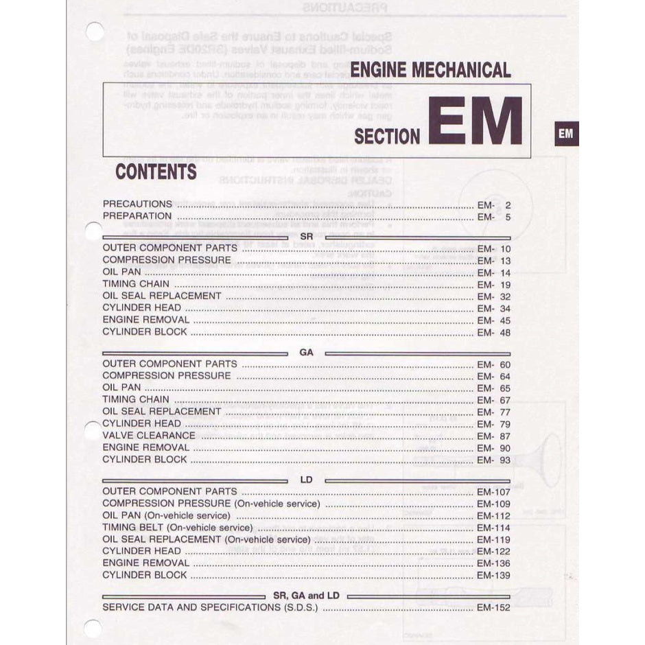 NISSAN SERENA C23 (1991-2001) SERVICE WORKSHOP MANUAL - Image 5