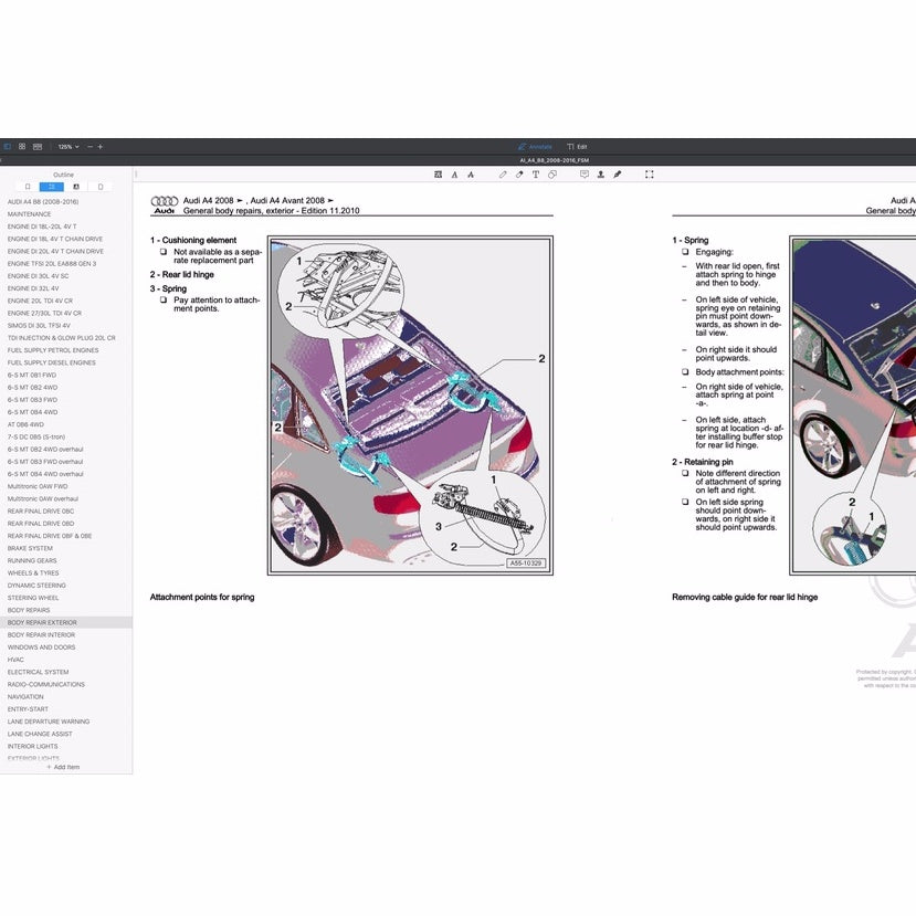 AUDI A4 B8 (2008-2016) SERVICE WORKSHOP MANUAL - Image 9