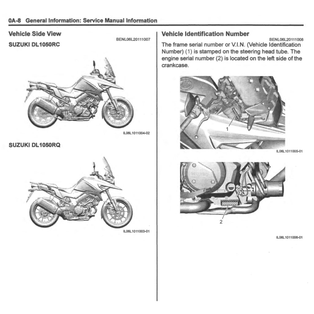 SUZUKI V STORM V STROM VSTROM DL1050 RC/RQ/XT (2020-2023) SERVICE WORKSHOP MANUAL + PARTS CATALOGUE+ OWNER's MANUAL - Image 4