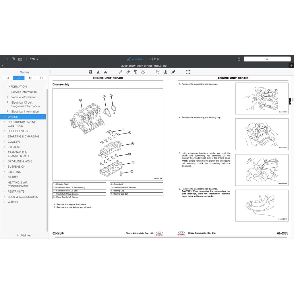 CHERY TIGGO 3 (2005-2010) SERVICE WORKSHOP MANUAL - Image 5