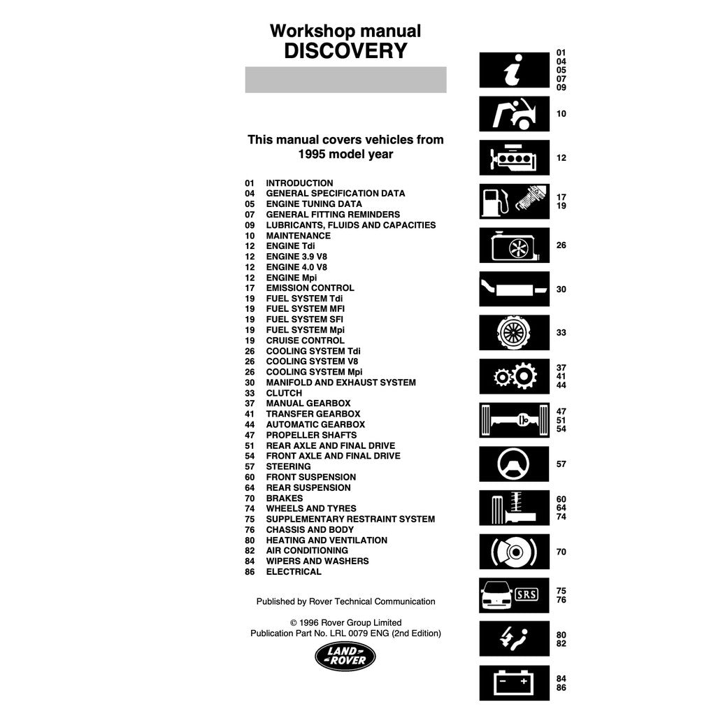 LAND ROVER DISCOVERY SERIES I (1989-1998) SERVICE WORKSHOP MANUAL - Image 3