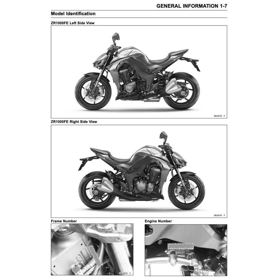 KAWASAKI Z1000 (2014-2016) SERVICE WORKSHOP MANUAL + PARTS CATALOGUE + OWNER'S MANUAL - Image 4