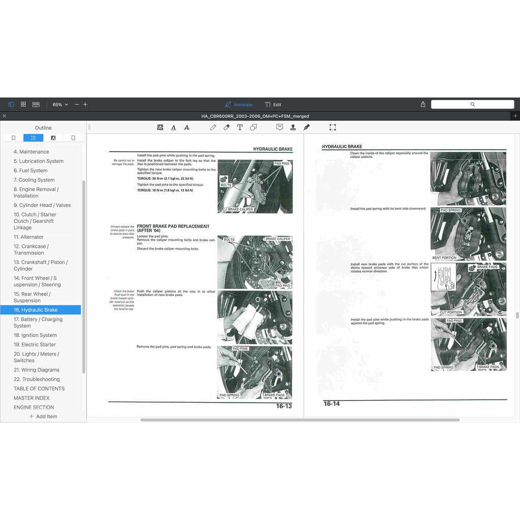HONDA CBR600RR (2003-2006) SERVICE WORKSHOP MANUAL + PARTS CATALOGUE + OWNER'S MANUAL - CBR 600 RR - Image 9