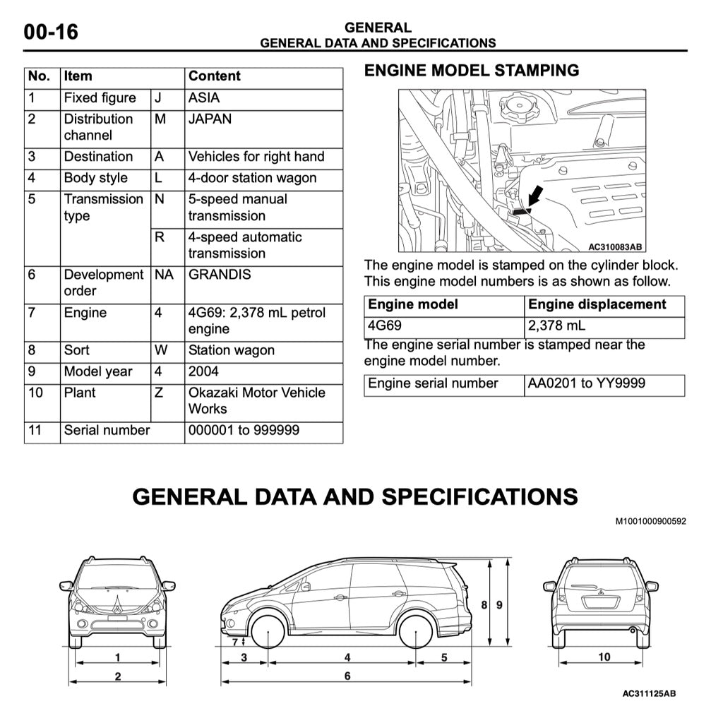 MITSUBISHI GRANDIS (2003-2011) SERVICE WORKSHOP MANUAL - Image 7