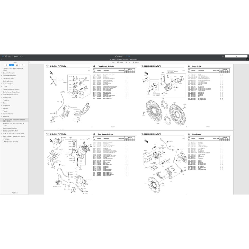 KAWASAKI VERSYS KLE 650 (2015+) SERVICE WORKSHOP MANUAL+ PARTS CATALOGUE + OWNER'S MANUAL - Image 9
