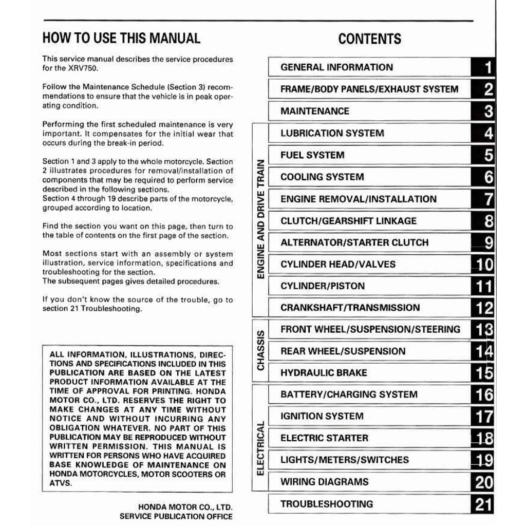HONDA AFRICA TWIN XRV 750 T (1996-2000) SERVICE WORKSHOP MANUAL + PARTS CATALOGUE + OWNER'S MANUAL - Image 3